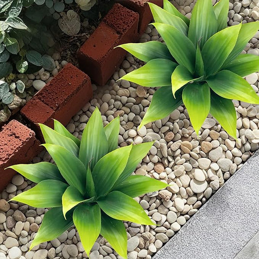 Fake Plants Artificial Agave Plants,Large UV Resistant Fake Agave Planters for Indoor and Outdoor Decorating Tropical Plant Succulents Greenery Indoor Decor((2Pack Light Green) 13.8"-VerdiqueGarden