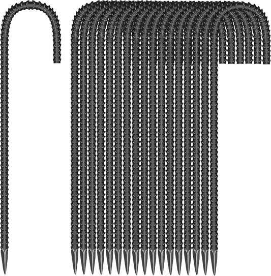 18 Pieces 12-Inch Garden Ground Stakes Galvanized Steel J Shape Hook Rebar Stake - Heavy Duty Anchors for Tents, Position Kits,Fences, and Trampolines-VerdiqueGarden