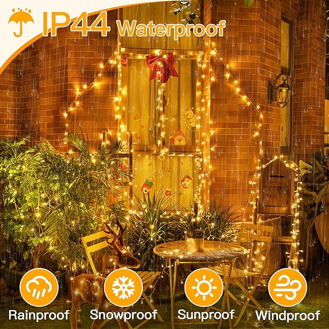 Ollny Christmas Lights Outdoor Waterproof, 1000LED 328FT Super Long String Lights with Remote 3 Timer, Plug in 8 Modes Fairy Light for Outside House Bedroom Xmas Decorations, Warm White-VerdiqueGarden