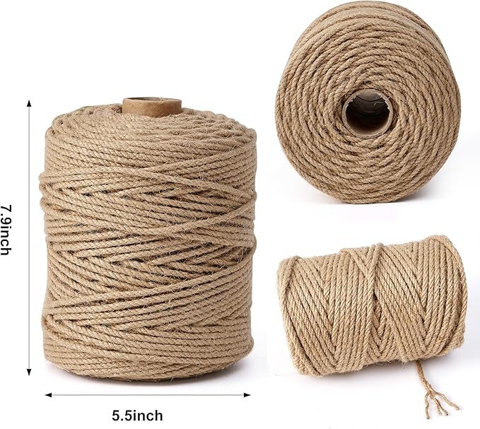 Natural Jute Twine,328 Feet 1/4 inch Hemp Twine Rope for Gift Wrapping Craft Plant Garden Christmas Handmade Arts Decoration Packing String Home Decor-VerdiqueGarden