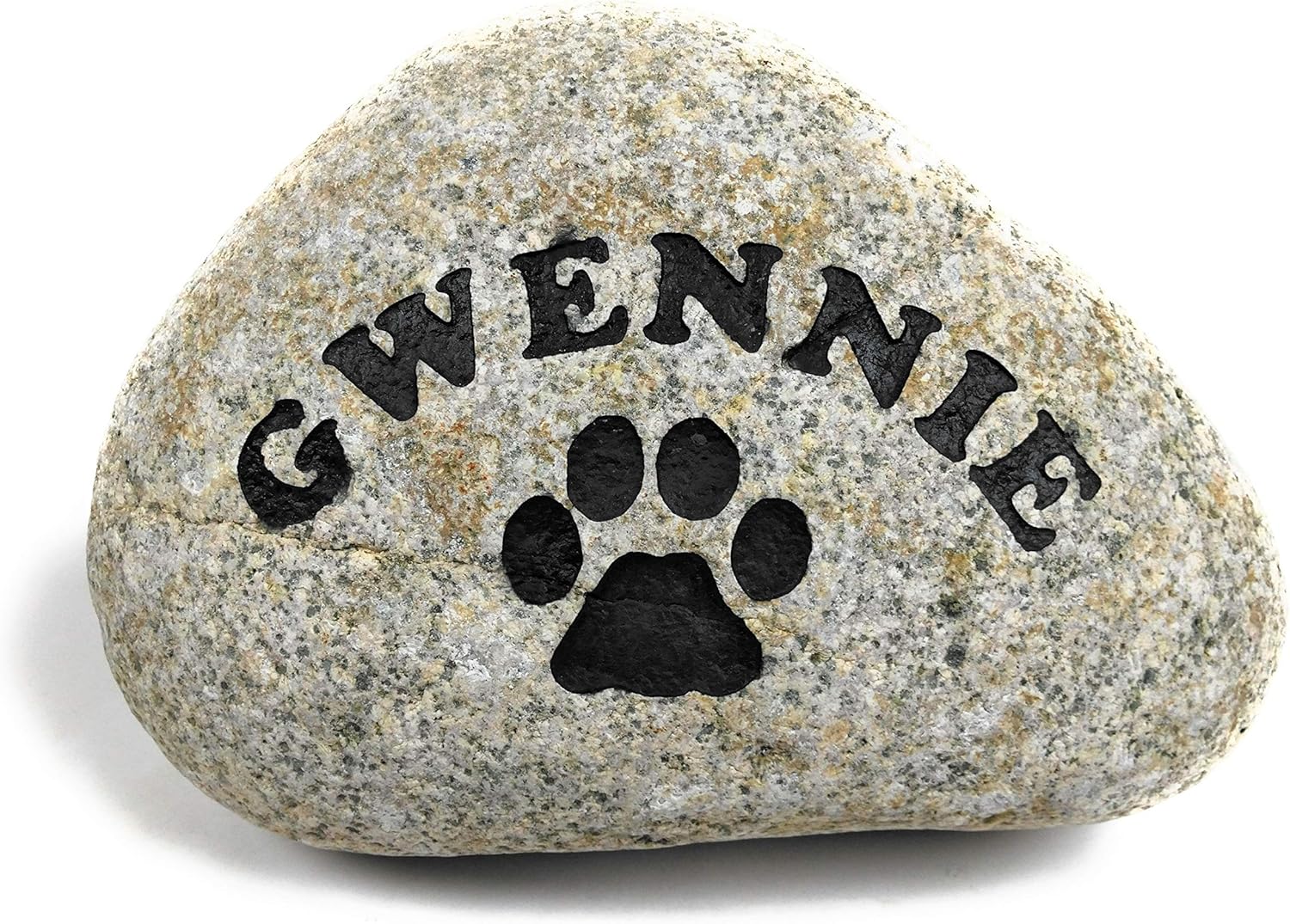 Personalized River Stone Pet Memorial Stones Headstone Grave Marker for Dog or Cat 8 inches to 10 inches Natural Rock Customized with Name and Paw Print-VerdiqueGarden