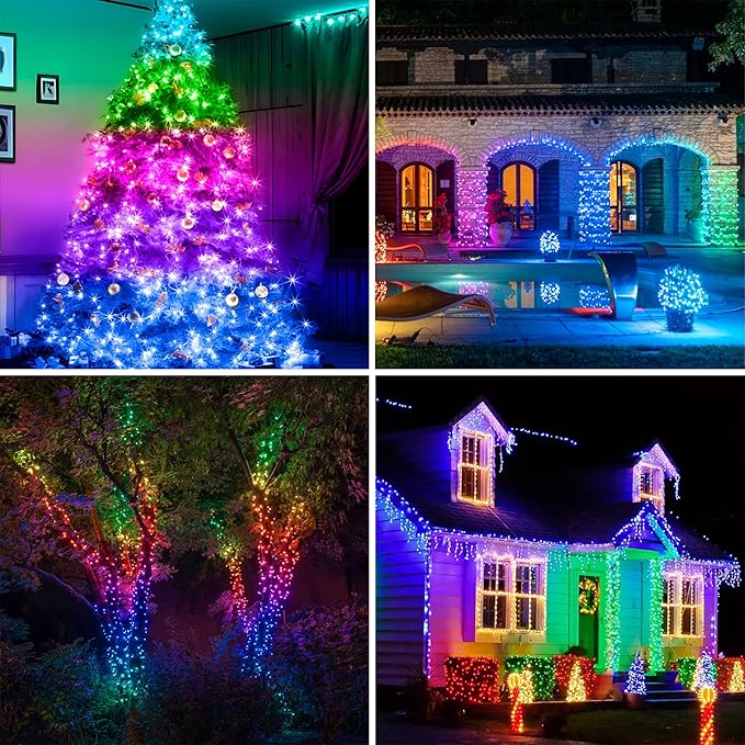 weillsnow Color Changing Christmas Lights, 66ft 200 LED RGB String Lights with Remote & Timer, Fairy Lights for Indoor Outdoor Xmas Tree Party Wedding Christmas Decorations-VerdiqueGarden