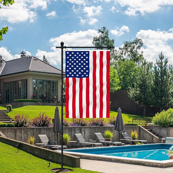 10FT Flag Pole Stand for Garden – Adjustable Outdoor Flagpole with 5-Prong Base, Freestanding Aluminum Banner Holder for 3x5ft & 28"x40" Flags – Wind-Resistant & Lightweight – Black-VerdiqueGarden