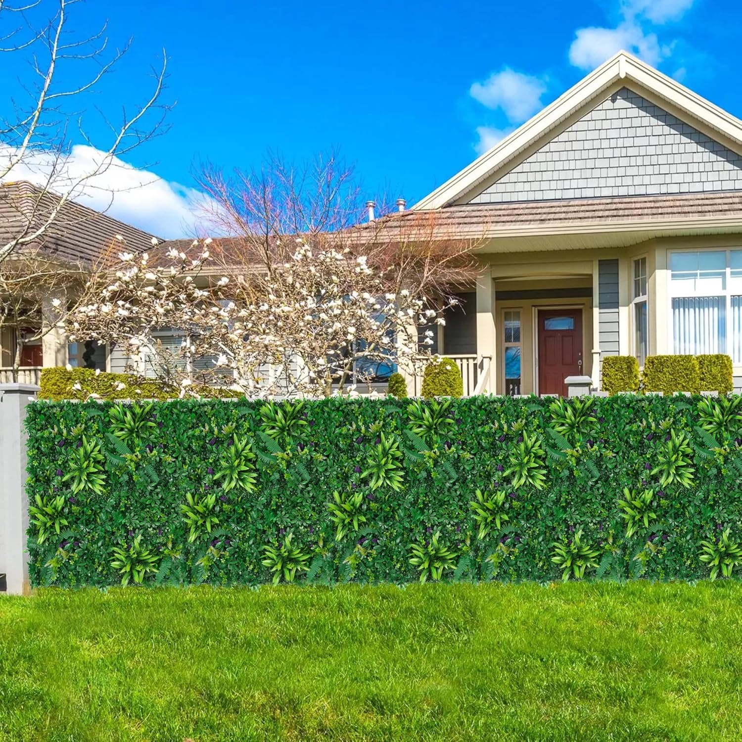 Artificial Boxwood Panels, Grass Wall Panels 20"x20"(12pcs), Privacy Hedge Fence Screen with UV Protection, Fake Greenery Backdrop for Indoor Wedding and Outdoor Garden Backyard-VerdiqueGarden