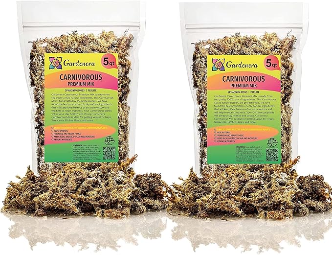 Sphagnum Moss Potting Mix for Carnivorous Plants - 10 Quart - Moss and Perlite Blend for Potting Venus Fly Traps, Sarracenia, Pitcher Plants (2 Bags of 5QT)-VerdiqueGarden