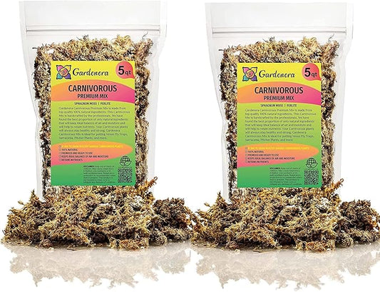 Sphagnum Moss Potting Mix for Carnivorous Plants - 10 Quart - Moss and Perlite Blend for Potting Venus Fly Traps, Sarracenia, Pitcher Plants (2 Bags of 5QT)-VerdiqueGarden