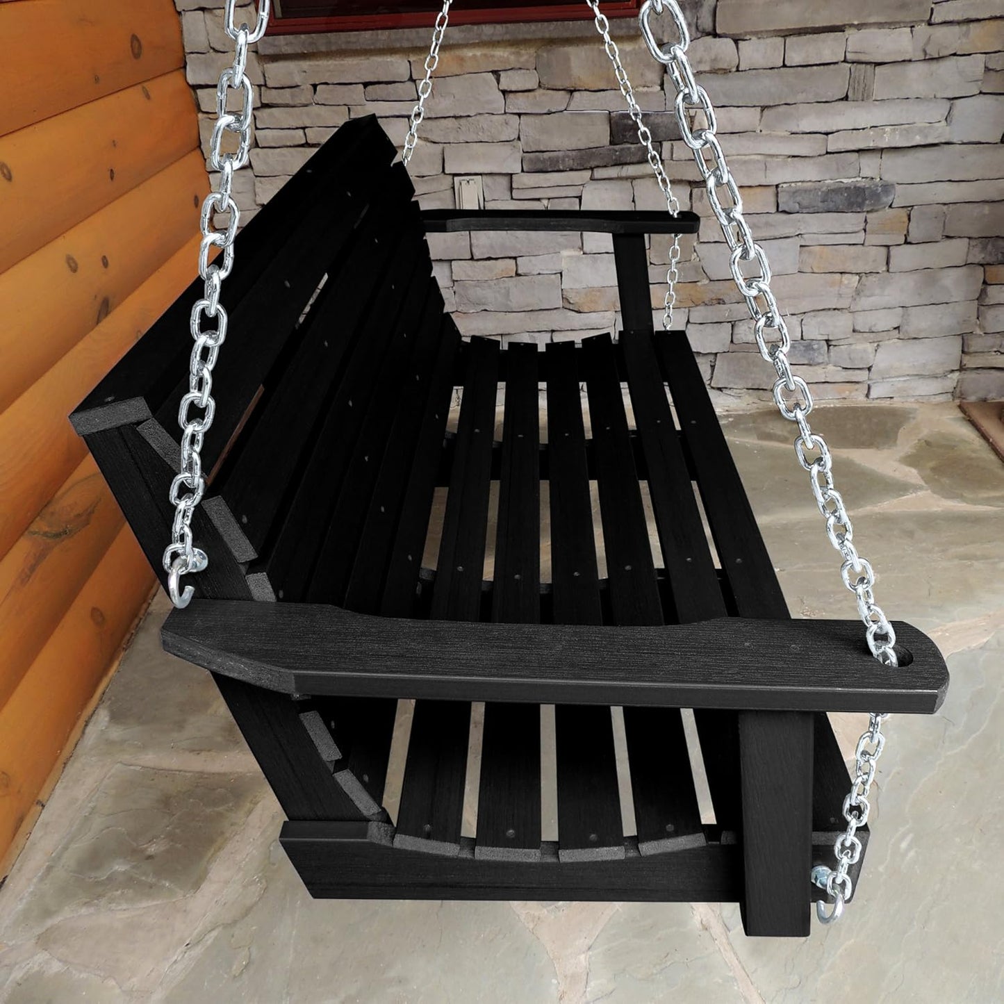 highwood Weatherly Porch Swing 5 Feet, Black-VerdiqueGarden