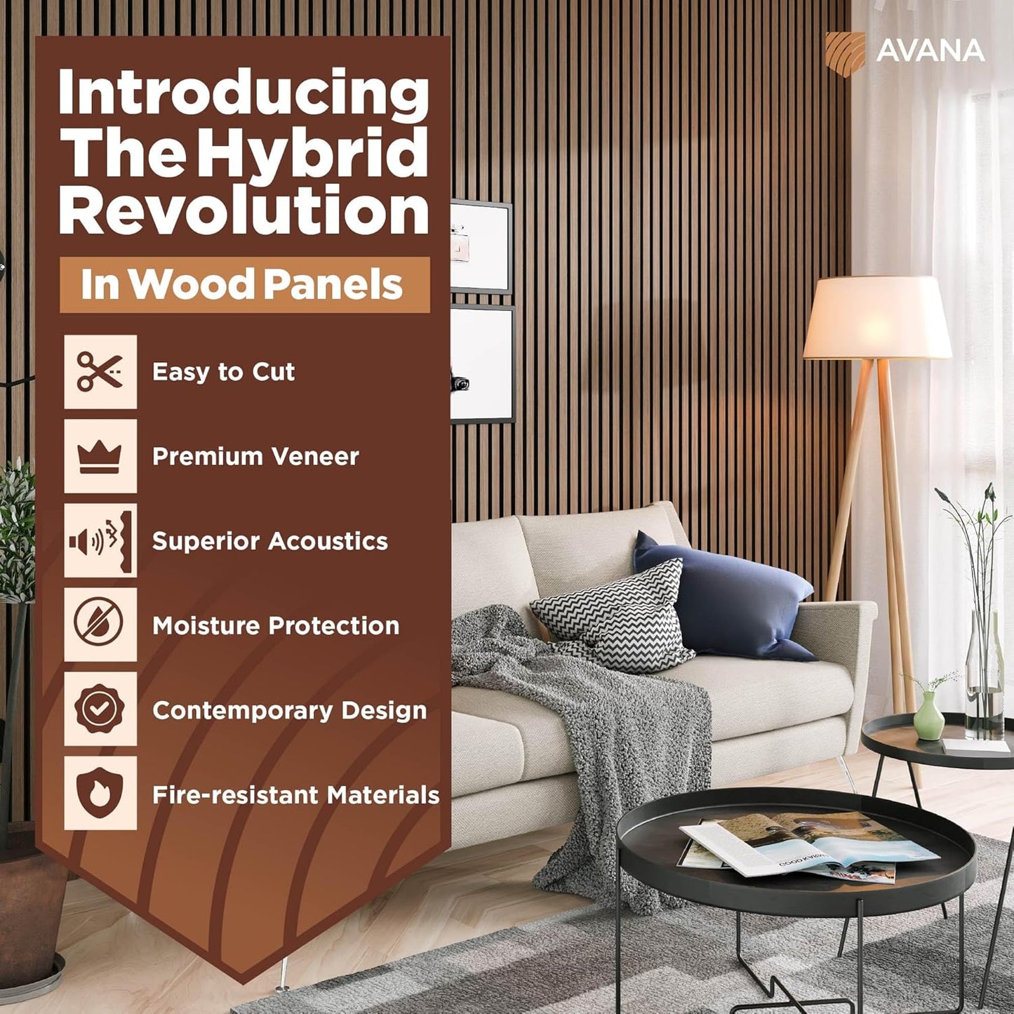 Avana Acoustic Wood Wall Panels – 94.4 x 12.6 Inch Smoke Walnut Acoustic Panels 4 PCs – Wall Panels For Interior Wall Decor For Homes, Offices, Studios – Pleasing Wood Panels For Wall-VerdiqueGarden