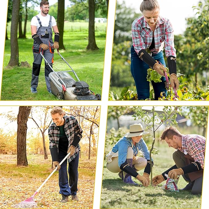 HANDLANDY Long Gardening Gloves for Men & Women, Cowhide Leather Rose Pruning Gloves, Breathable Thorn Proof Gauntlet Glove (Brown-Cowhide, XL)-VerdiqueGarden