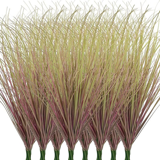 24Pcs Artificial Grass Plants, Faux Shrubs Wheat Grass, Artificial Tall Grass Fake Plants for Outdoor Decor,Artificial Greenery Stems Weed for Room Indoor Home Decor（Light Purple）-VerdiqueGarden