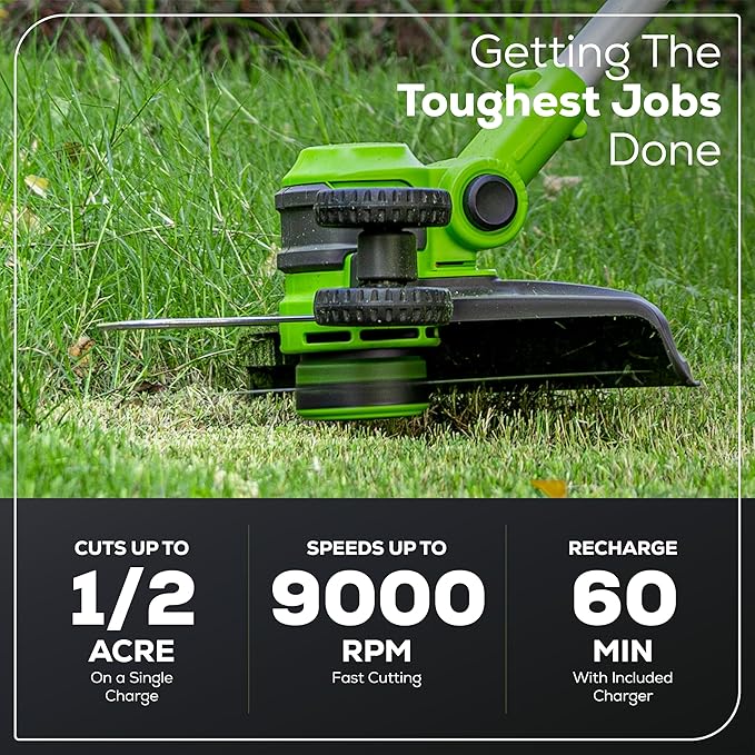 Greenworks 40V Cordless 2-in-1 Trimmer Edger (Gen 2) - 13" Lawn Weed Wacker for Fence & Sidewalk , Lightweight Gas Trimmer Alternative with Auto Feed Spool , 2.0Ah Battery & Charger (40-Min Runtime)-VerdiqueGarden