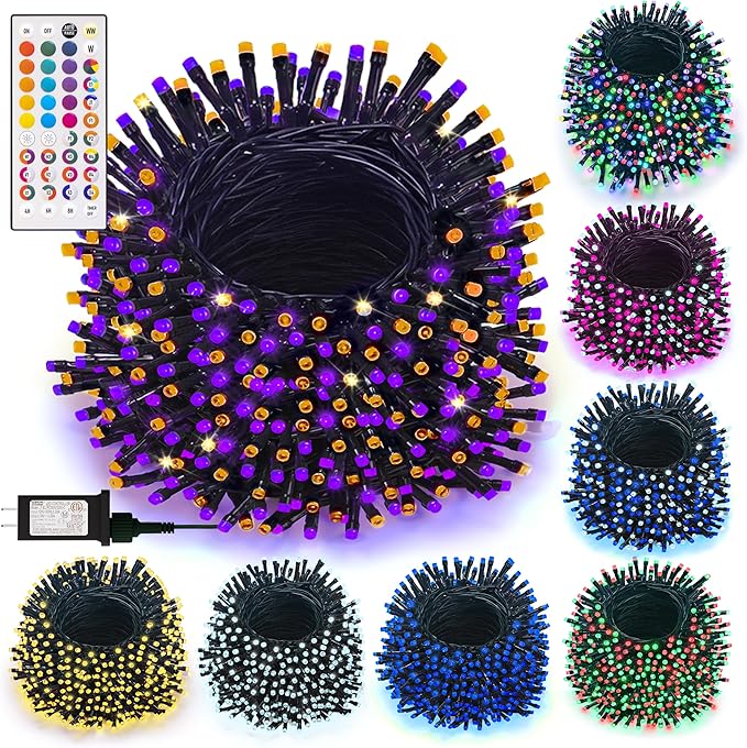 LitHome 164ft 500Led Color Changing String Lights with Remote,35 Colors RGB Christmas Lights with Timer,Dimmable Halloween String Light Outdoor Plug in,Xmas Tree Light Indoor for Fall Party Decor-VerdiqueGarden