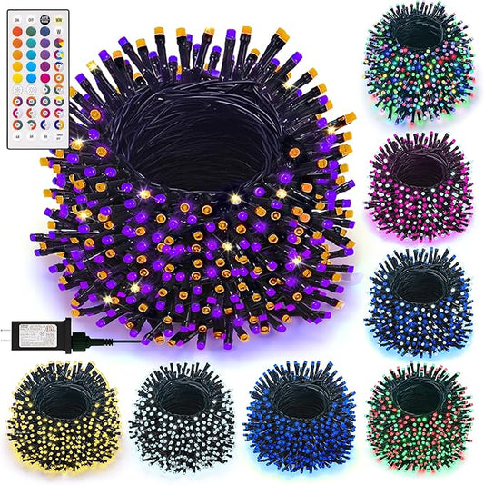 LitHome 164ft 500Led Color Changing String Lights with Remote,35 Colors RGB Christmas Lights with Timer,Dimmable Halloween String Light Outdoor Plug in,Xmas Tree Light Indoor for Fall Party Decor-VerdiqueGarden