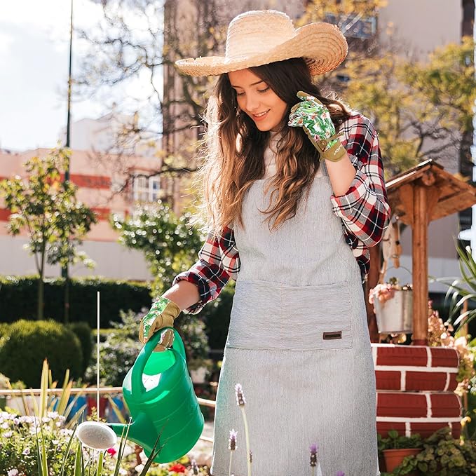 HLDD HANDLANDY Work Gloves for Women and Ladies, Leather Gardening Gloves Flexible Mechanic Working Gloves-VerdiqueGarden