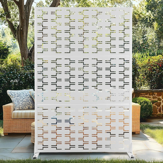 72" H×47" W Metal Privacy Screen Outdoor Privacy Screen Freestanding, Outdoor Privacy Screens and Panels for Patio Lawn Deck(Consists of 3 Panels)-VerdiqueGarden