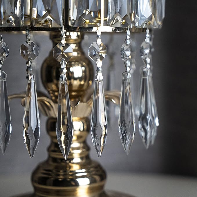 20Pcs Chandelier Icicle Crystal Prisms with Bead Crystals Lighting Lamp Replacement Parts (63mm, Clear)-VerdiqueGarden