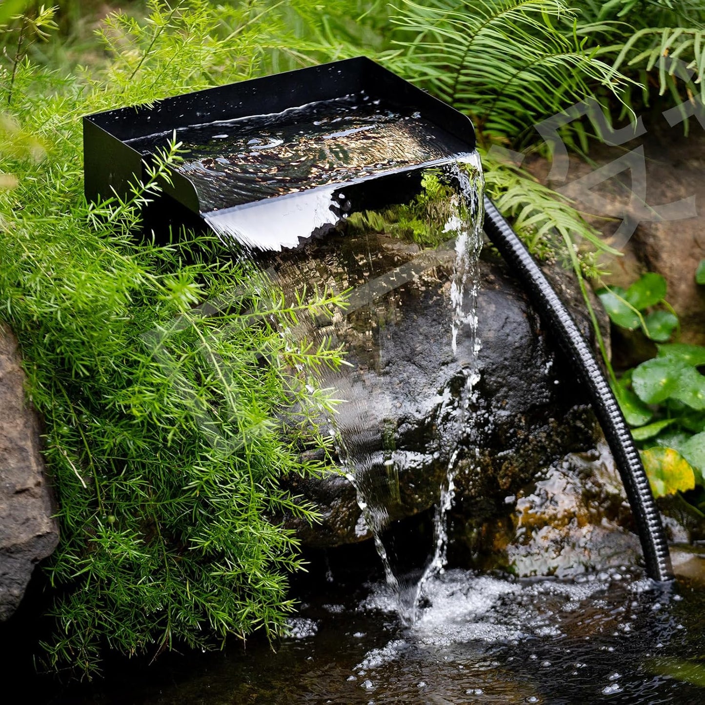 Biling 12.2" Pond Waterfall for Outdoor Ponds, Waterfall Spillway Pond Kit with 40W 660GPH Pump, Stainless Steel Waterfall Box and 9.8FT Corrugated Tubing for Water Garden, Ponds and Water Features-VerdiqueGarden