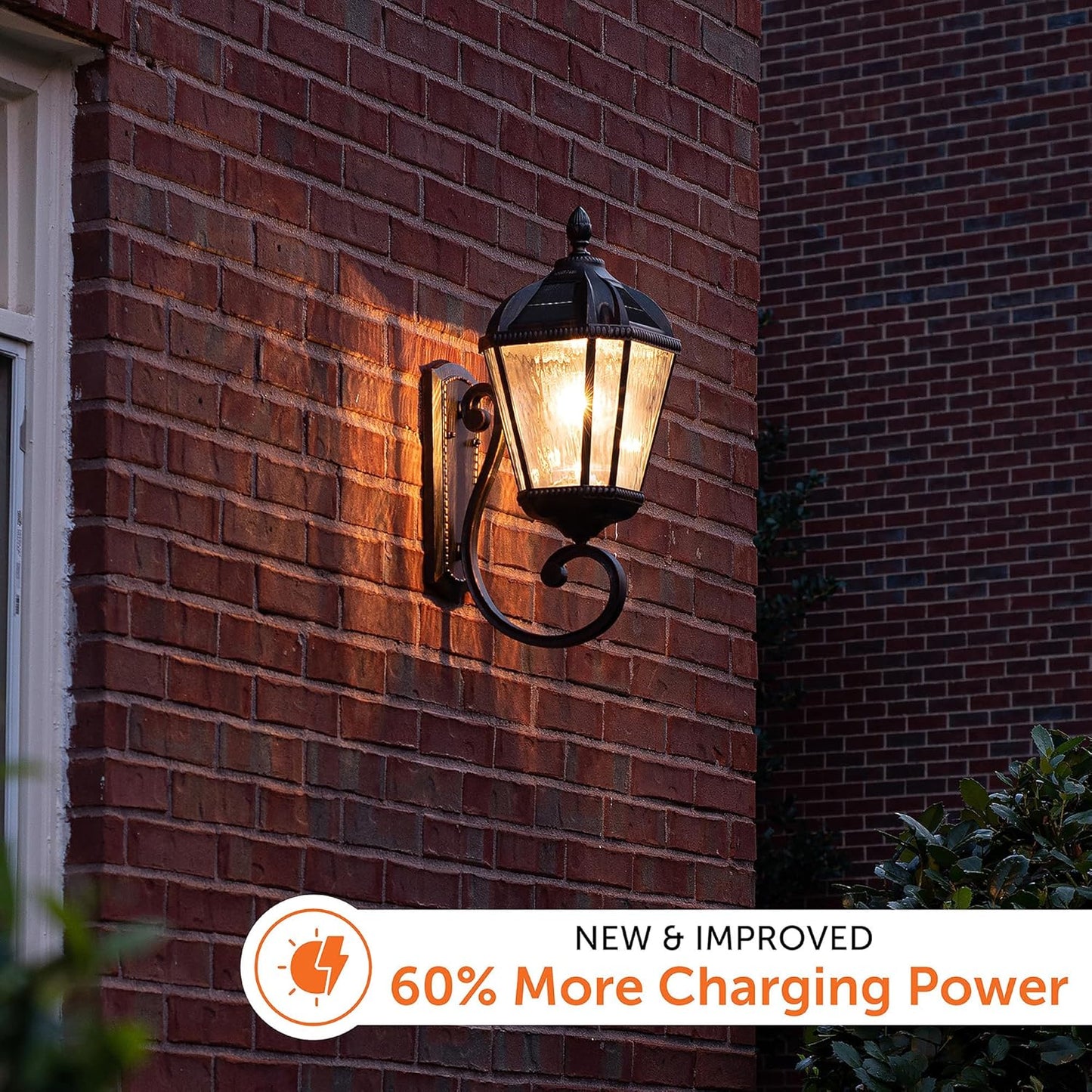 Gama Sonic Solar Outdoor Wall Light, Royal Bulb Exterior Sconce Lamp, Brushed Bronze Finish Aluminum, Clear Beveled Glass, Warm White LED, Large 21-Inch Height, 98B110 Upgraded Panel and Battery-VerdiqueGarden