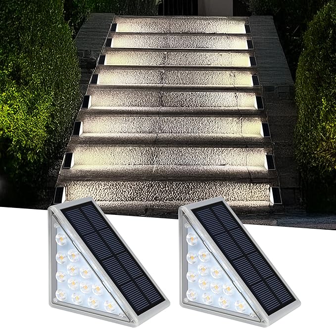 LED Solar Step Lights, Outdoor Solar Decor IP67 for Yard, Patio, Garden, Walkways, Driveway, Porch 2PK-VerdiqueGarden
