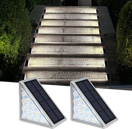 LED Solar Step Lights, Outdoor Solar Decor IP67 for Yard, Patio, Garden, Walkways, Driveway, Porch 2PK-VerdiqueGarden