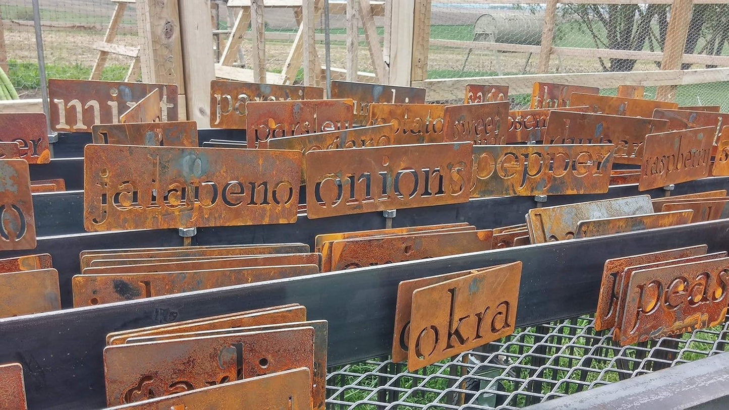 Classic Metal Garden Markers 19 Inches Tall (Custom Text, Naturally Rusted)-VerdiqueGarden