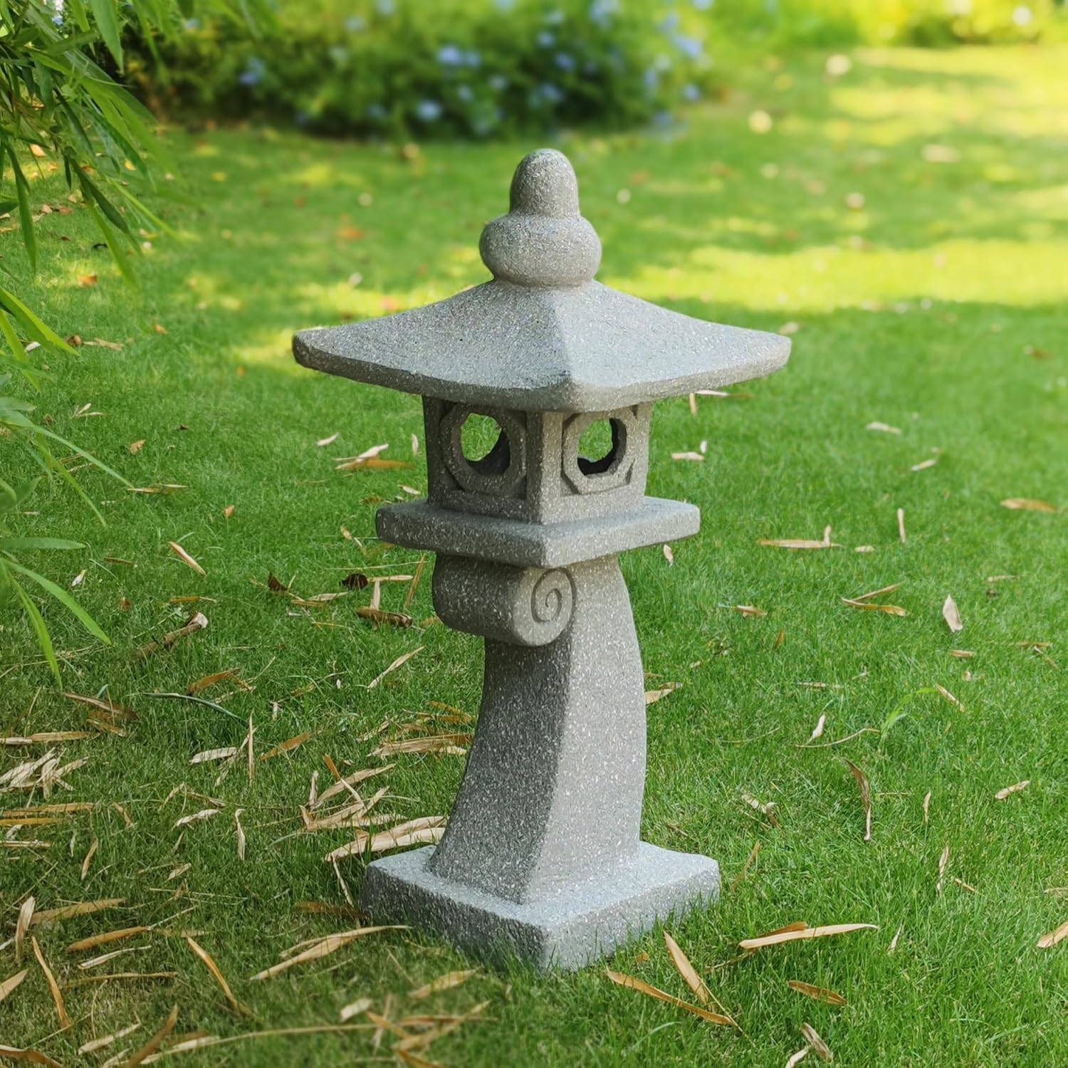 ZOEJADE 28" H Large Solar Zen Asian Pagoda Lantern Garden Outdoor Statue Japanese Palace Lantern with Solar Light for Lawn Yard Pond Patio Temple Court Decor Meditator Stylite Garden Figurines-VerdiqueGarden