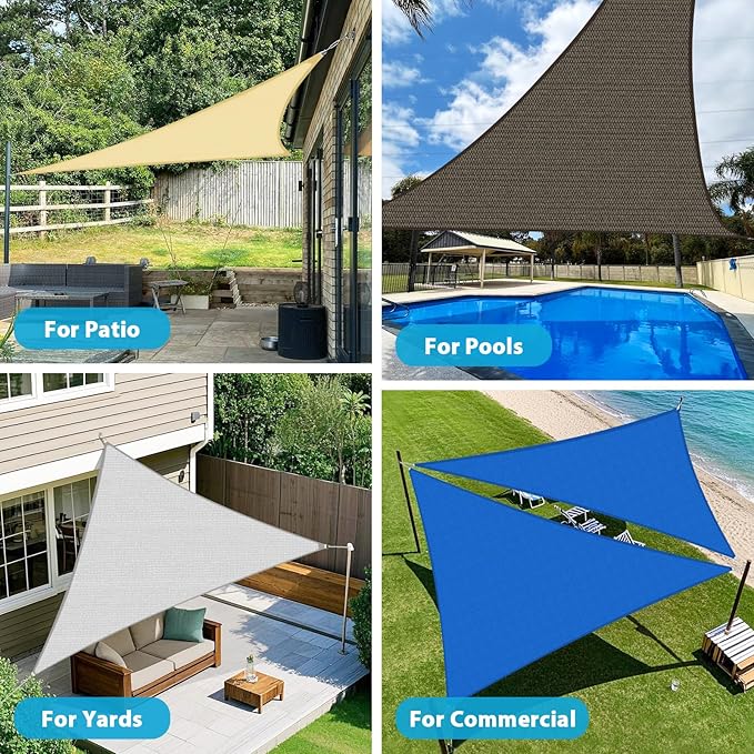 Amagenix Sun Shade Sail 8'X8'X8'Curved Edge Outdoor Shade Canopy Mixed Turquoise Breathable 95% UV Block Shade Cloth for Patio Garden Backyard (We Make Custom Size)-VerdiqueGarden