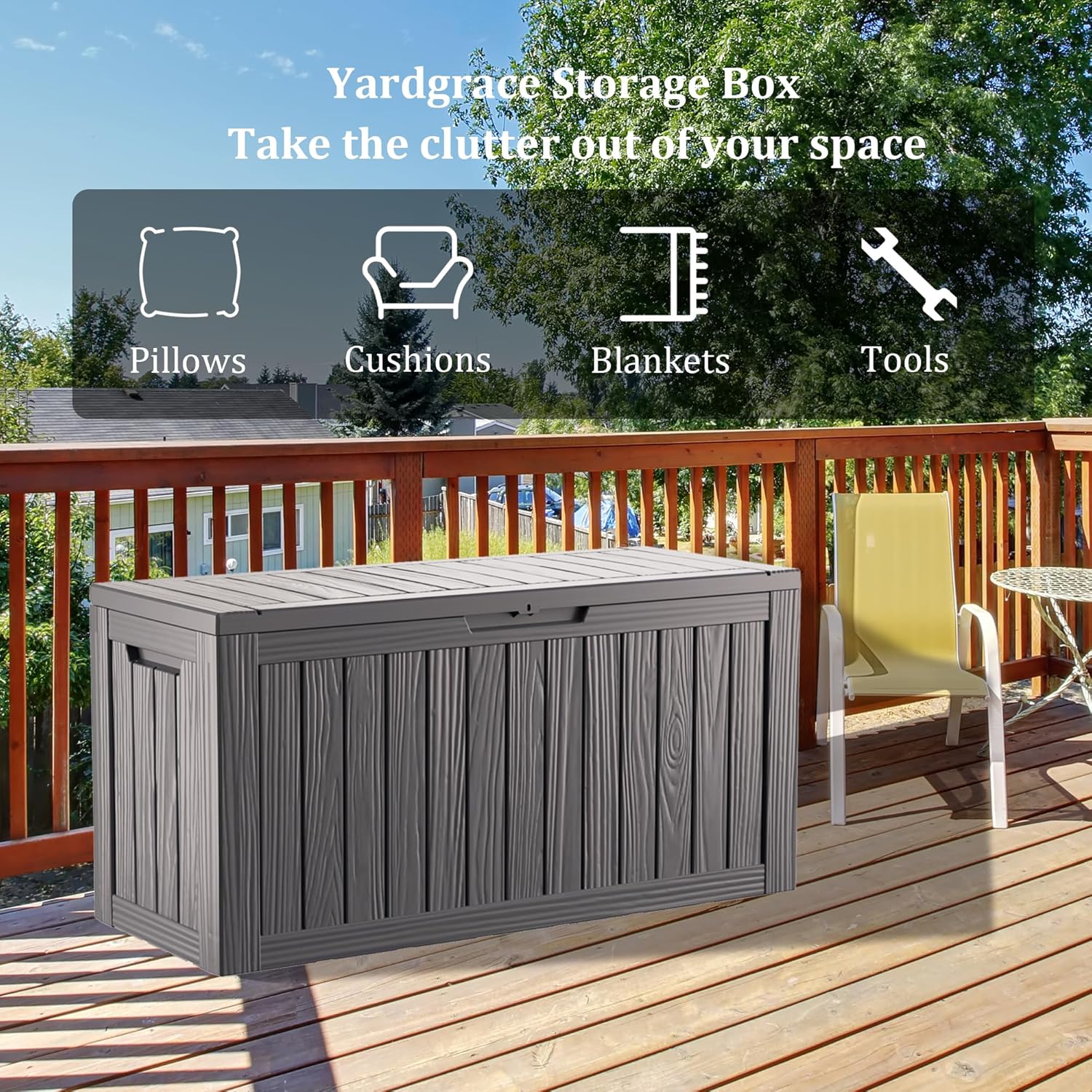 80 Gallon Waterproof Deck Box, Lockable Resin Storage Box for Patio Furniture Cushions Garden Tools and Outdoor Delivery Storage, Coffee-VerdiqueGarden