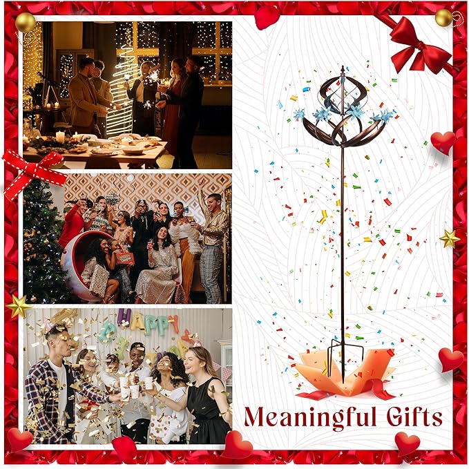 Outdoor Metal Wind Spinner for Yard Garden - Large Kinetic Wind Sculptures Spinners Outdoor, Gift for Birthday, Anniversary, Housewarming, Christmas (W26 x H86)-VerdiqueGarden