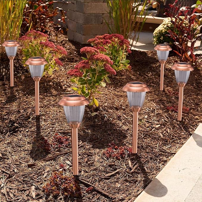 Solar Lights Outdoor - 8 Pack Copper Garden Walkway Lights Solar Powered Waterproof for Garden, Lawn, Yard, Pathway-VerdiqueGarden