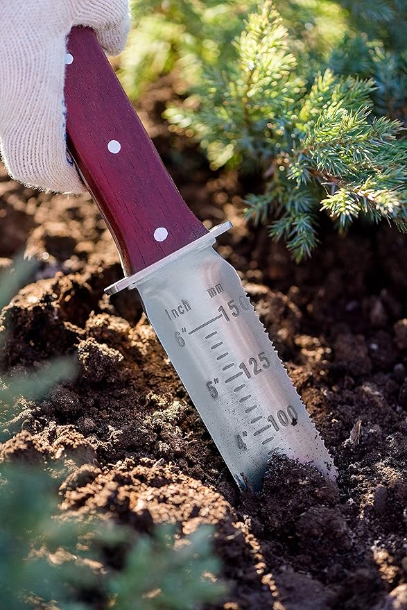 Hori Hori Knife - Landscaping, Digging, Weeding, Cutting, Planting Gardening Tool With Leather Sheath, Stainless Steel Blade and Sharpening Stone-VerdiqueGarden