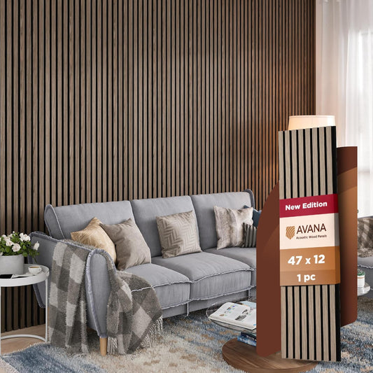 Avana Modern Acoustic Wood Wall Panels – 47.2 X 12.6 Inch Walnut Acoustic Panels 1 PC – Wall Panels For Interior Wall Decor For Homes, Offices, Studios – Sturdy And Durable Wood Panels For Wall-VerdiqueGarden
