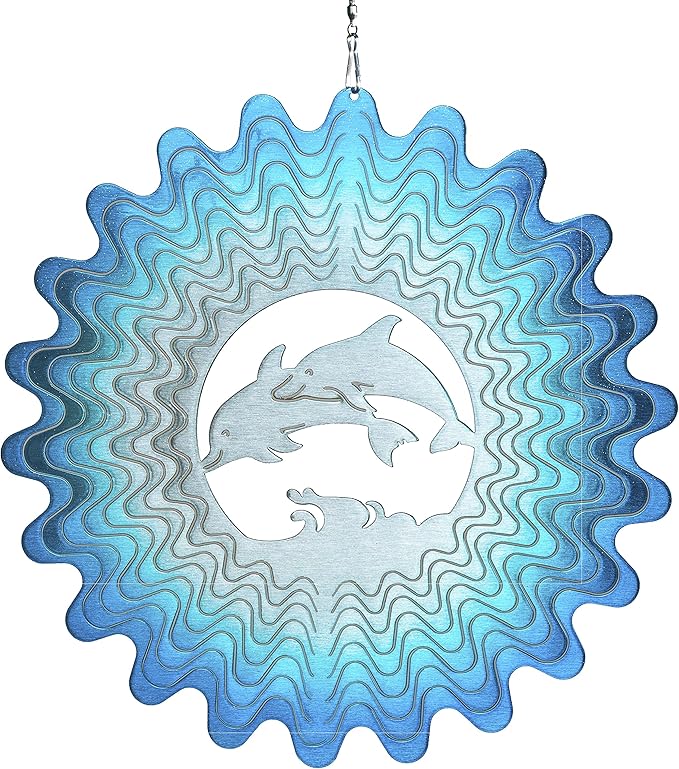 Dolphin Wind Spinners for Yard and Garden, Metal Dolphin Ornaments for Garden Décor, Outdoor Wind Spinner, Dolphin Gifts, Outdoor Garden Decoration, 12 inch Dolphin Wall Décor by ISEO-VerdiqueGarden