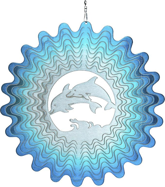 Dolphin Wind Spinners for Yard and Garden, Metal Dolphin Ornaments for Garden Décor, Outdoor Wind Spinner, Dolphin Gifts, Outdoor Garden Decoration, 12 inch Dolphin Wall Décor by ISEO-VerdiqueGarden