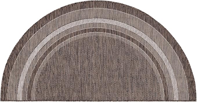 Unique Loom Outdoor Border Collection Area Rug - Soft Border (3' 1" x 6' 1" Hearth Brown/Ivory)-VerdiqueGarden