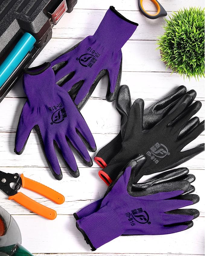 Nuogo 48 Pairs Gardening Gloves for Men Women Rubber Coated Safety Work Gloves Bulk for Gardening Construction Work-VerdiqueGarden