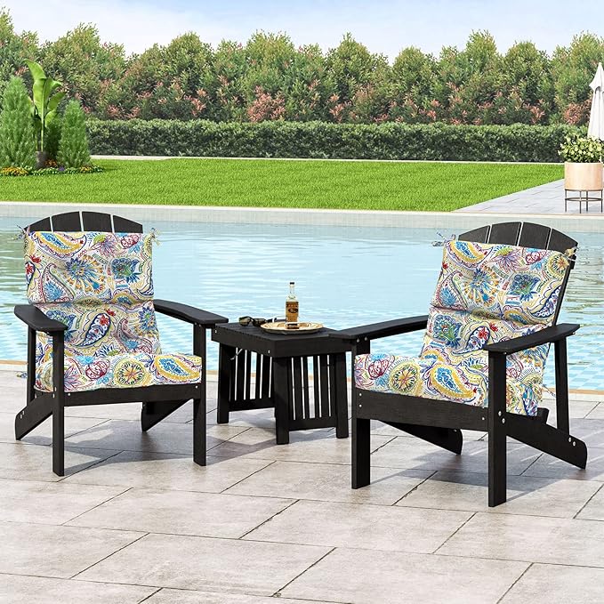 LVTXIII 2 Pack Outdoor/Indoor High Back Chair Cushions, Deep Seat Patio Seat and Back Cushion Set, Stuffed High Rebound Foam Rocking Chair Cushions, 44”x22”x4”, Paisley Chili-VerdiqueGarden