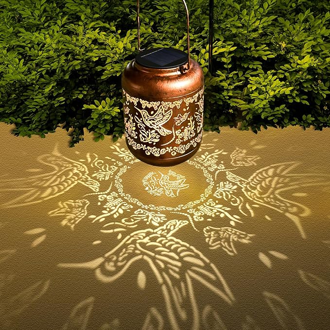 2Pack Hummingbird Solar Lanterns Outdoor Hanging Waterproof Hummingbird Garden Decor Christmas Gifts for Women Mom Grandma Metal Solar Lights Decoration Outside for Yard, Patio,Pathway Landscape-VerdiqueGarden