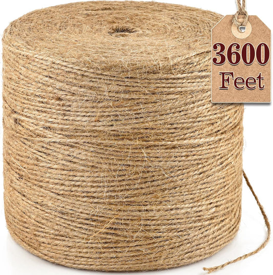 XSEINO 3600 Feet Natural Jute Twine Strong Garden Twine Rope for Arts Crafts Gift Wrapping Gardening Tomato Climbing Plant Tie Floristry Packing Decor-VerdiqueGarden