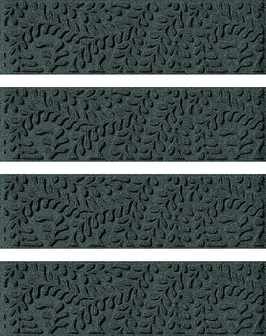 Waterhog Stair Treads (Set of 4) – 8 1/2 x 30 Inches, Durable,Water-Trapping, Indoor/Outdoor Floor Covering, Boxwood Collection – Made in USA, Evergreen