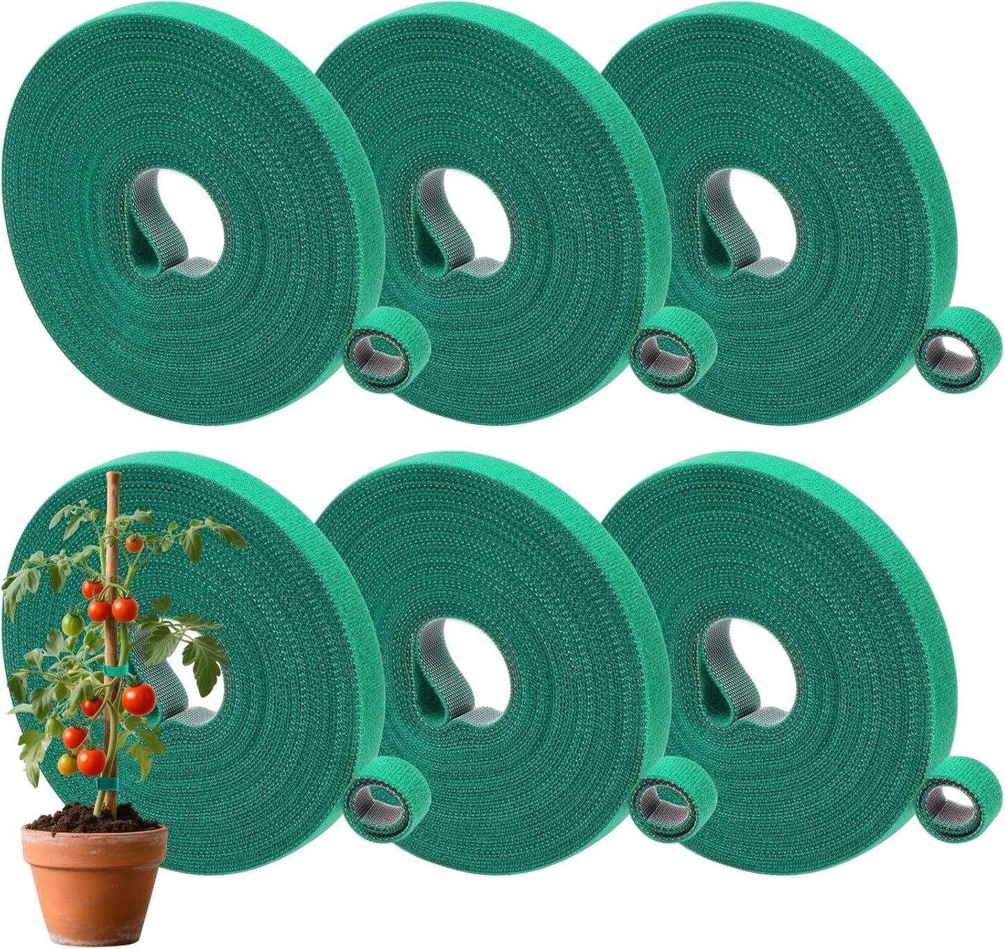 6 Rolls Garden Tie Tape, 196.8 Ft Lawn Plant Ties, Reusable Plant Garden Ties, 1/2''Plant Tape for Climbing Plants, Adjustable Plant Straps for Gardening, Home, Office (196.8 Feet)-VerdiqueGarden