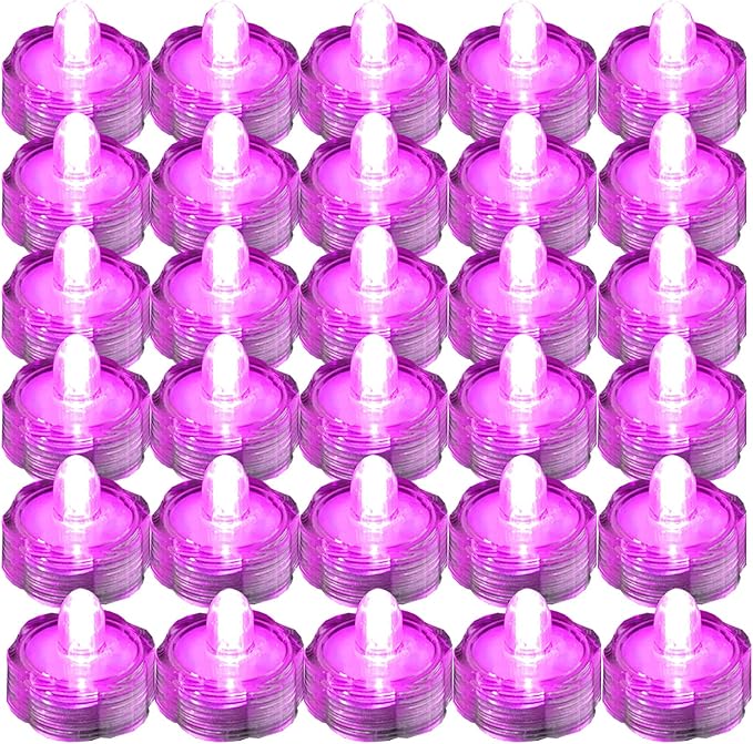 Bright LED Floral Tea Light Vase Submersible Lights for Party Wedding (Pink, 30 Pack)-VerdiqueGarden