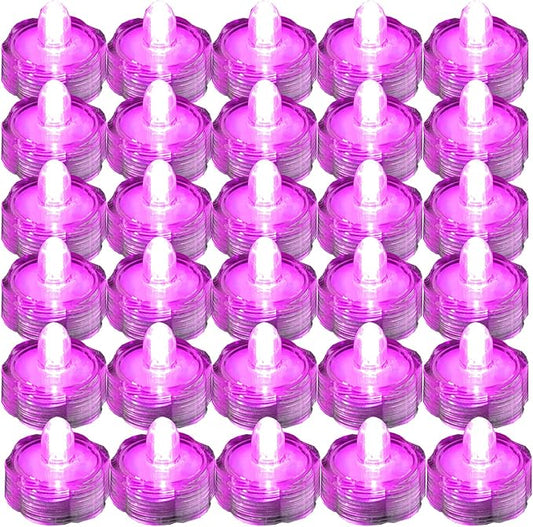 Bright LED Floral Tea Light Vase Submersible Lights for Party Wedding (Pink, 30 Pack)-VerdiqueGarden