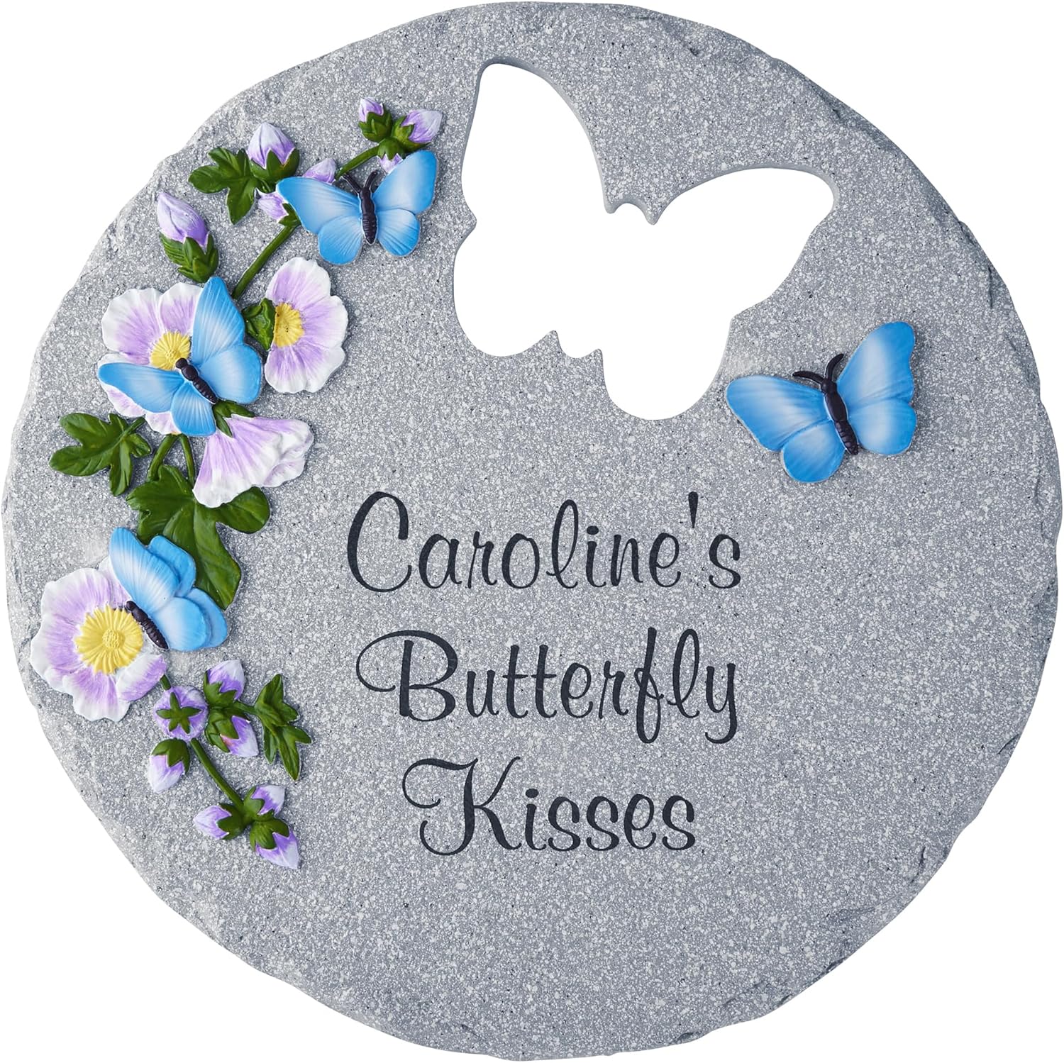 Let's Make Memories Personalized Garden Décor - Custom Garden Stone - Indoor/Outdoor - for Mom or Grandma - for Her - Engraved - Durable Resin - Butterfly Stone-VerdiqueGarden