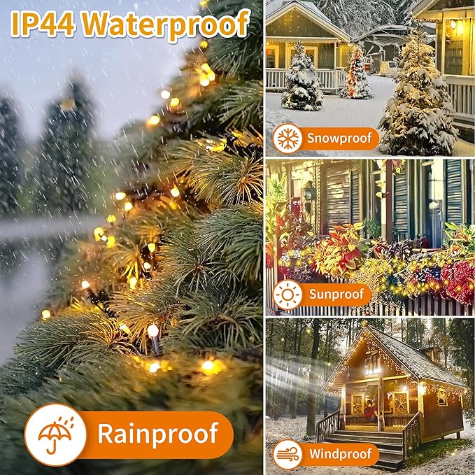 500 LEDs 172ft Green Cable Wire Christmas Light Fairy String Tree Twinkle Lights Plug in 12 Modes for Christmas Party, Outdoor, Garden, Wedding, Home Decoration (White)-VerdiqueGarden