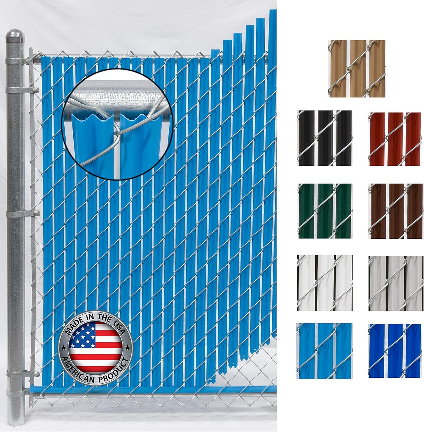 Wave Slat (9 Colors) Single Wall Bottom Locking Privacy Slat for 4', 5', 6', 7' and 8' Chain Link Fence (8 ft, Sky Blue)-VerdiqueGarden