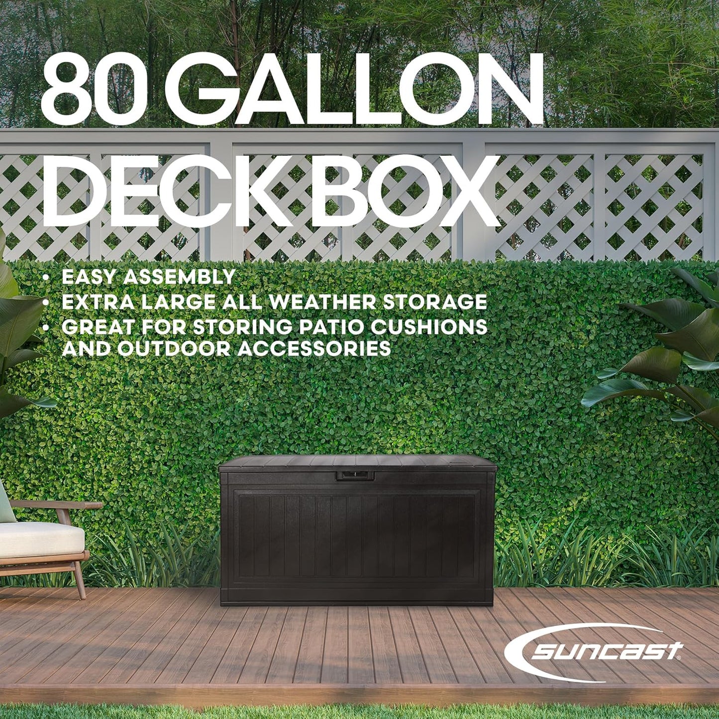 Suncast 80 GAL. LARGE DECK BOX, BMDB1080J-VerdiqueGarden