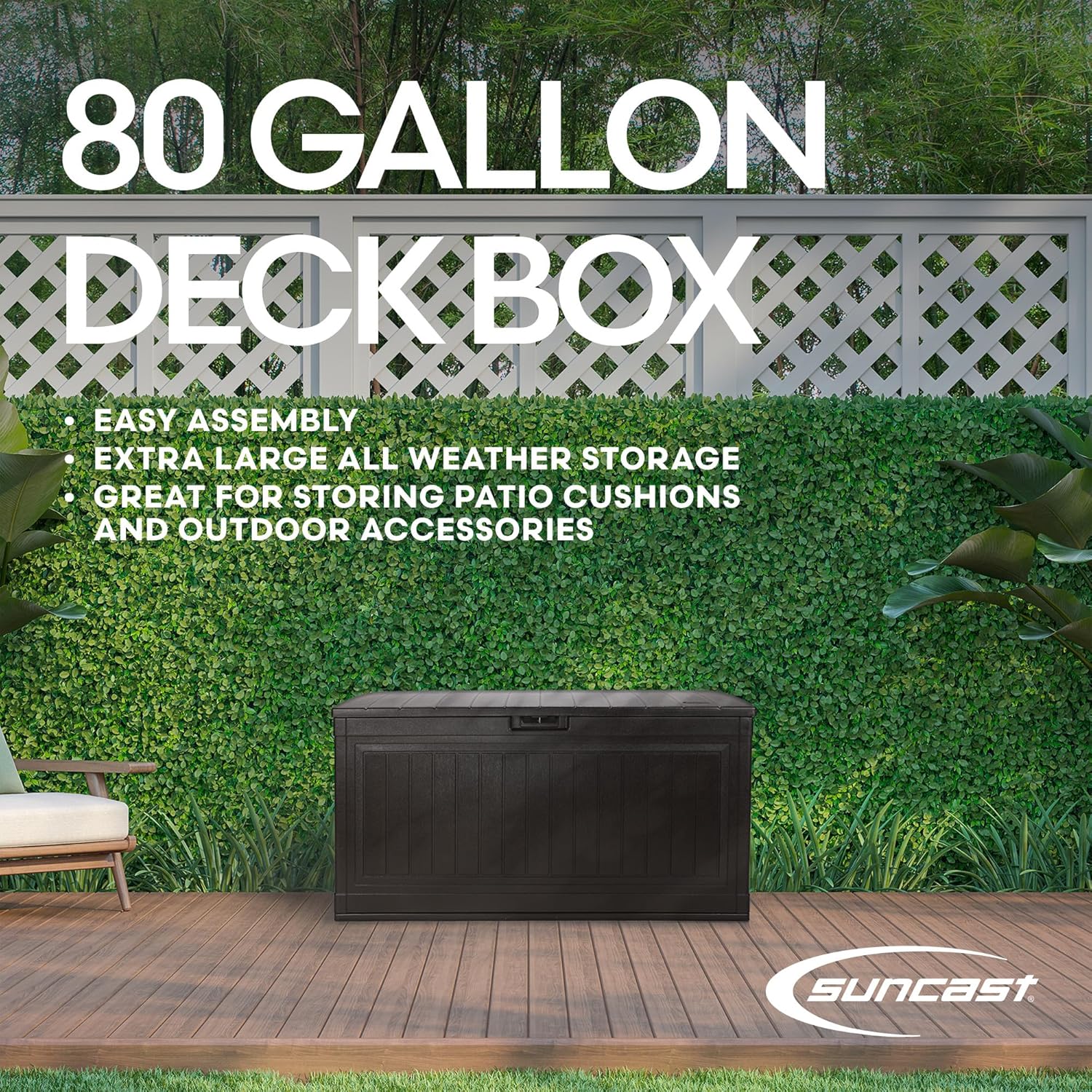 Suncast 80 GAL. LARGE DECK BOX, BMDB1080J-VerdiqueGarden