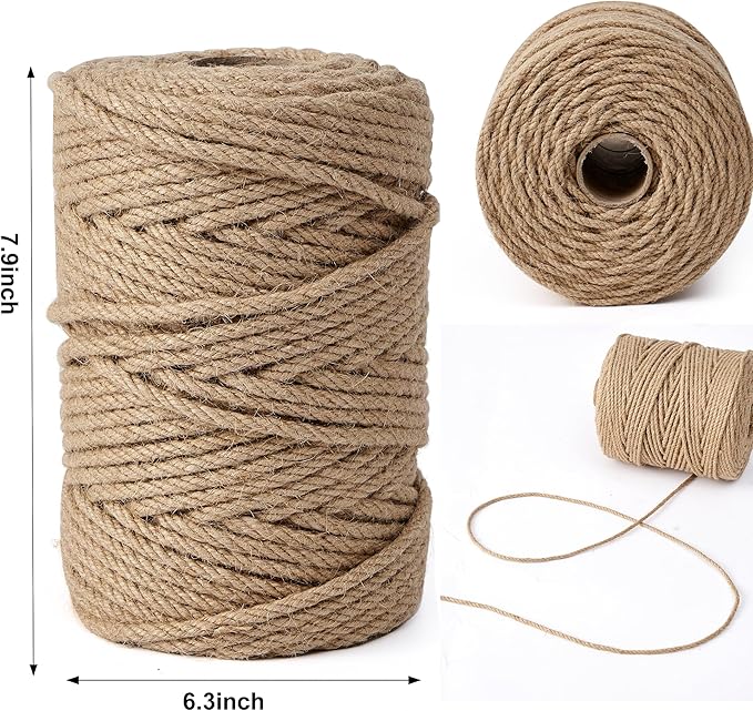 Natural Jute Twine,656 Feet 4mm Hemp Twine Rope for Gift Wrapping Craft Plant Garden Christmas Handmade Arts Decoration Packing String Home Decor-VerdiqueGarden