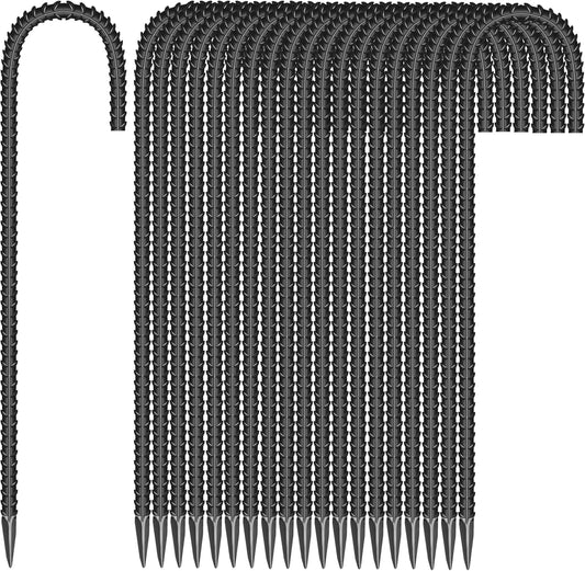 20 Pieces 12-Inch Garden Ground Stakes Galvanized Steel J Shape Hook Rebar Stakes - Heavy Duty Ground Anchors for Tents, Position Kits,Fences, and Trampolines-VerdiqueGarden